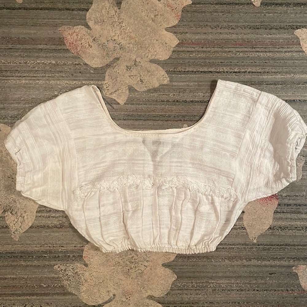 Reformation white peasant crop top in woven fabric XS